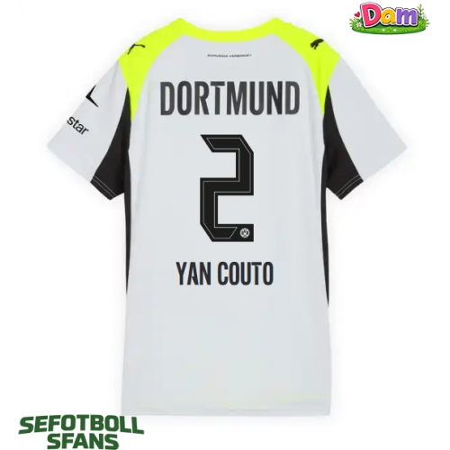 Borussia Dortmund Yan Couto #2 Bortatröja Kvinnor 2025-26 Kortärmad